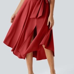 Halara Breezeful High Waisted Tie Side 2-in-1 Curved Hem Flowy Quick Dry Skirt